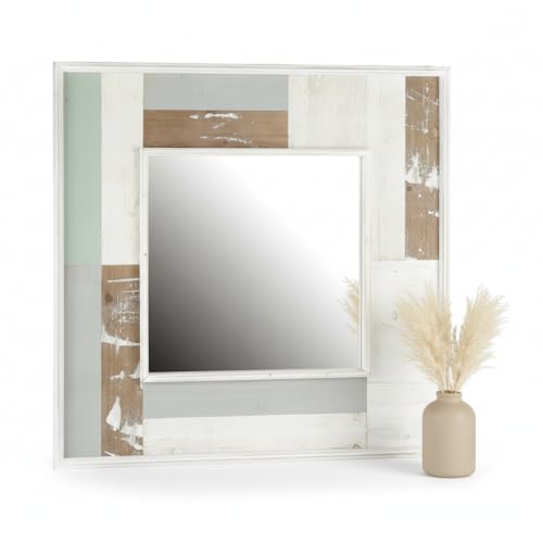 Melko Wandspiegel Vintage Badezimmerspiegel 80CM Dekospiegel Shabby Chic Garderobenspiegel Holz Flurspiegel Hängespiegel