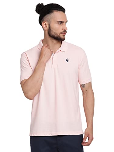 Image of Cantabil Men's Cotton Blend Solid Polo Neck T-Shirt (Regular Fit)