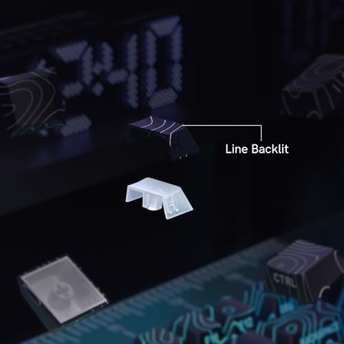 Image of dagaladoo Black Topographic keycaps,Line Backlit Keyboard caps,Shine Through Keycap Side Printed,Cherry Profile keycap Set for 61 /64 /66 /68 /71 /75 /84 /87 /100 Mechanical Keyboards(134-key)