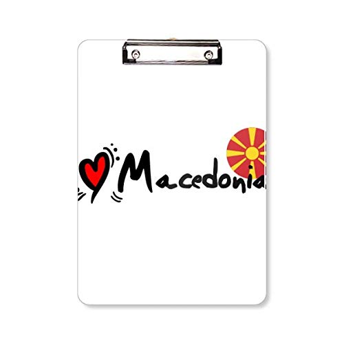 Bloc d'écriture I Love Macedonia A4 avec motif drapeau macédonien pour notes