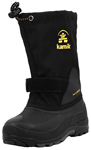Kamik Southpole4 Stance Sneeuwlaarzen voor kinderen, waterdichte winterlaarzen, warm gevoerd, jongens en meisjes, perfect voor de kindervoet, Black Blue Bab, 28 EU : kamik