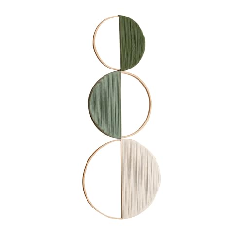 CCUUHJ Makramee Wanddeko Set, 3 Stück, Halbkreis-Design, Boho Wandbehang in Beige & Grün, 20/25/30 cm (Grün)