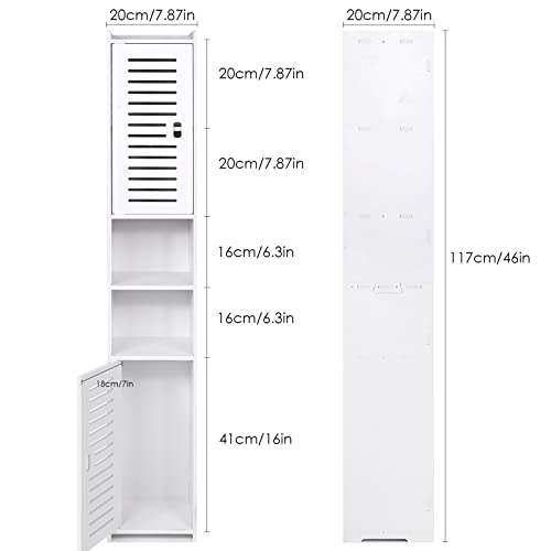 AIIKTOTA Bathroom Storage Cabinet, Floor Standing Display Cabinet, Home Storage Furniture Organizer Unit for Office Living Room Kitchen Entryway, White - Image 4