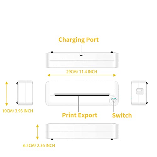 Portable Thermal Printer For Easy Wireless Printing From Mobile Phones And Computers Romote Control Without Ink Cartridge For A4 Size, White #TOP1