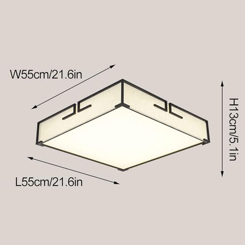 Plafonnier LED carré chinois en tissu 50cm à intensité variable - 7
