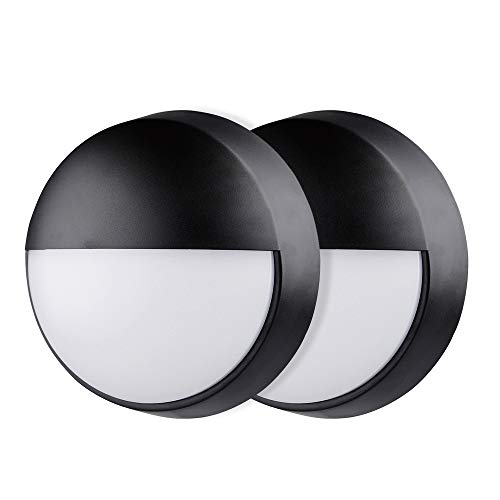 M EGA MEGACUBE Lampe de cloison LED Demi-cercle Plafonnier Applique Éclairage Luminaire, 10W 4000K 400LM IP54, Pour lIntérieur et lExtérieur  Noir, 2 PACK