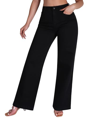 roswear Women's Wide Leg Jeans High Waisted Stretchy Denim Trouser Pants - Image 6