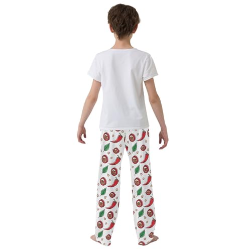 Chilli and Leaf Boys Long Pants Soft Trousers Elastic Waist Kids Lounge Bottoms with Pockets S-XL3