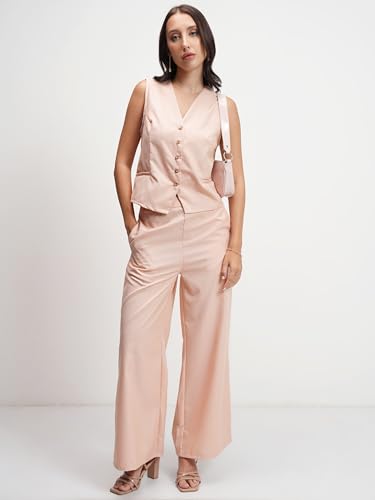 Image of Tokyo Talkies Women Tailored Waistcoat & Flared Trousers Co-ord Set | Sleek & Sophisticated | Trendy & Versatile