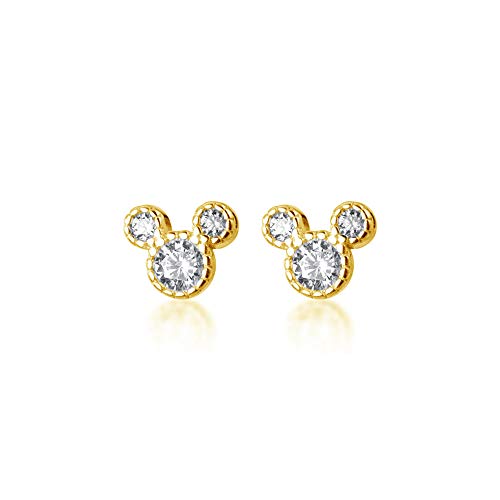 Cute Mini Mouse Stud Earrings S925 Sterling Silver for Women Girls Dainty CZ Crystal Diamond Tiny Statement Cartilage Tragus Earring Delicate Jewelry Hypoallergenic