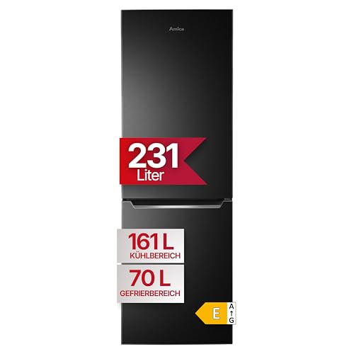 Amica Kühl Gefrierkombination freistehend mit Total NoFrost 170 x 54 cm VitControlPlus Schublade elektronische Steuerung Superkühlen und Supergefrieren - schwarze Edelstahloptik