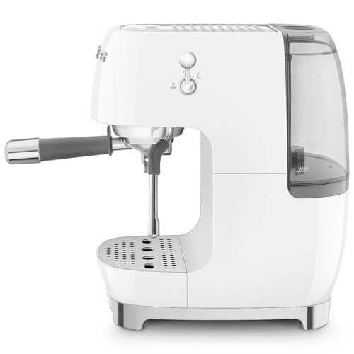 Image of Smeg Cold Brew Coffee Machine, Original Italian Brand, Patented Smeg White Color, Live the Barista Exeprience, Professional Steam Wand for Creamy Milk Drink, Pressure Monitor, ECF03WHEU