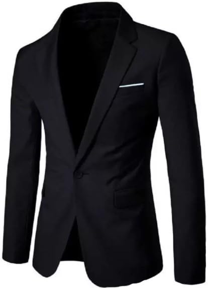 Men's Classic Slim Fit Blazer, Single Breasted, Black, Formal and Casual Wear