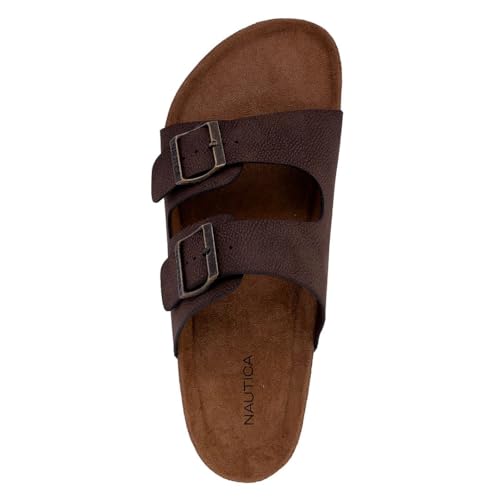 Image of Nautica Men's Sandals - Casual Slides with 2 Adjustable Buckle Straps and Cork Footbed for Ultimate Comfort and Style (Regular /Wide Width, Big Size)