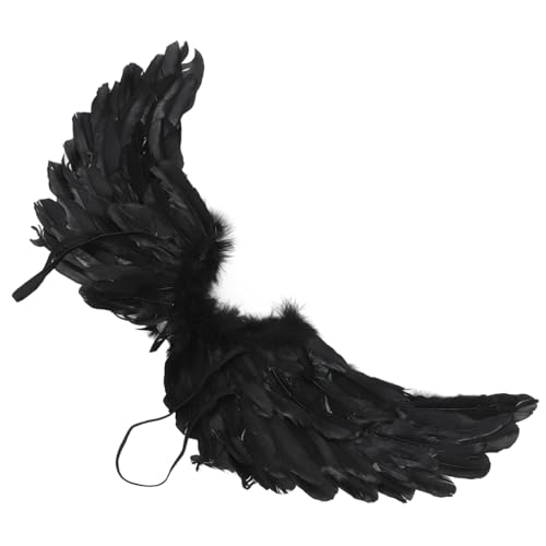 FRCOLOR Alas de Ángel Negras Pequeñas para Disfraz Prop de Cosplay Ligero y Seguro para Fiesta Accesorio Único para Halloween y Actuaciones Escénicas