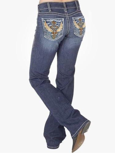BlueMoment Bootcut Jeans for Curvy Women Western Cowgirls Stretchy Butts Lifting Jeans Retro Mid Low Rise Ladies Denim Jean2