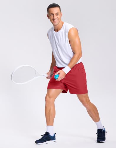 Image of GGJ Men's Lightweight Athletic Shorts with 2 Zipper Pockets 7 inch /9 inch /5 inch Gym Workout Running Quick Dry Tennis Shorts for Men