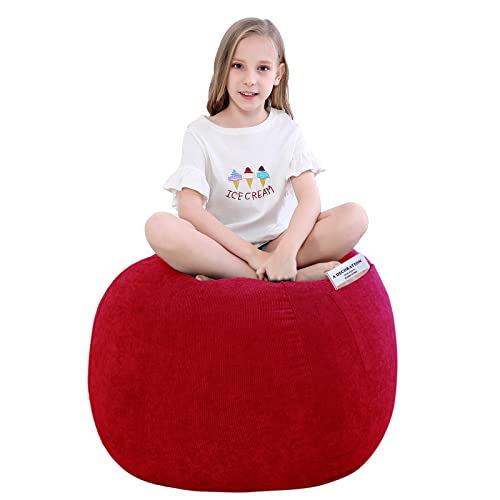 Sanmadrola Stuffed Animal Storage Bean Bag Chair Cover (No Filler) For Kids And Adults.soft Premium Corduroy Stuffable Beanbag For Organizing Children Plush Toys Or Memory Foam Small 100L (Red) #TOP19