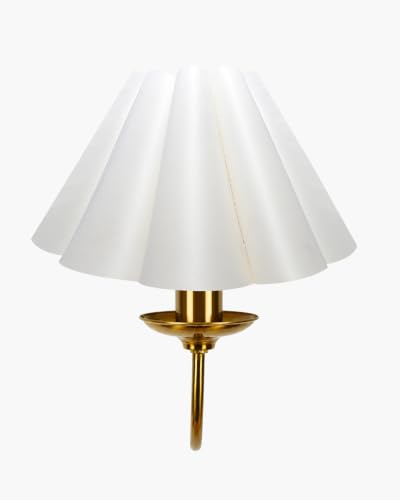 Image of Homesake Antique Brass Wall Sconce Light with Black Floral Fabric Shade, Vintage E27 Wall Light Fixture, Industrial Gold Wall Lamp for Bedroom, Living Room, Hallway, Bathroom & Home Decor