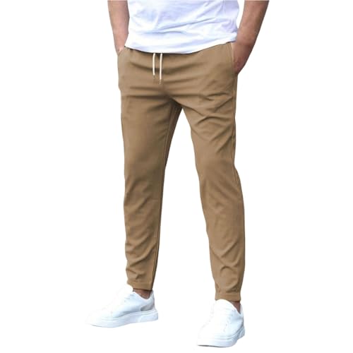 Mens Slim Fit Golf Pants Wrinkle Free Expandable Waist Straight Formal Pant Business Casual Trousers with Pockets