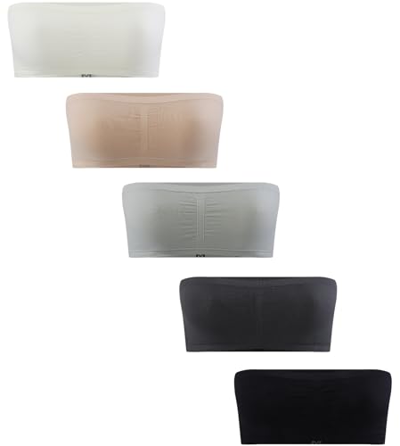 Suekaphin Girls Training Bra Padded Seamless Soft Bras for Girls Bandeau Bra Strapless Tube Bra with Removable Pads Pack of 5