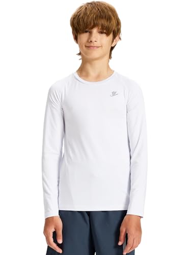 Image of DEVOROPA Youth Boys Compression Shirt Long /Short Sleeve Football Baseball Undershirt Quick Dry Kids Sports Baselayer Crewneck