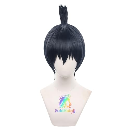 Image of Anime Messy Wig for Cosplay Short Navy Blue with Wig Cap