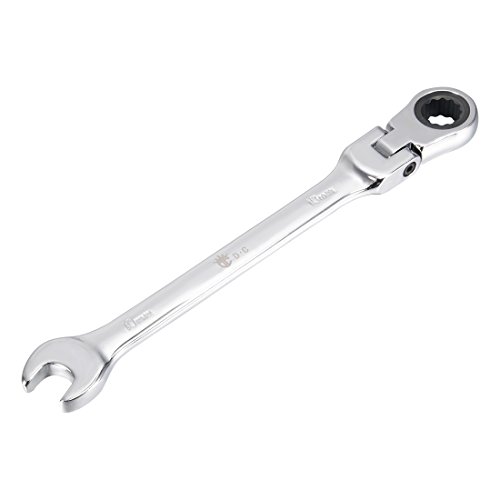 Uxcell Metric 10Mm Box Open Ended Flex-Head Ratchet Combination Wrench Polish Chrome Finish, Cr-V #TOP28