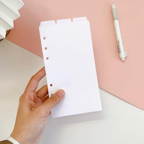 Zelten Paper Binder Index Dividers with 4 Sheets Tab Stickers for Personal Organizer (PP Frosted 3-Top Tab, A6/6 Hole)