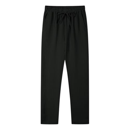 Work Pants for Men Drawstring Elastic Waist Loose Casual Beach Trouser Wide Leg Lightweight Solid Pant with Pocket