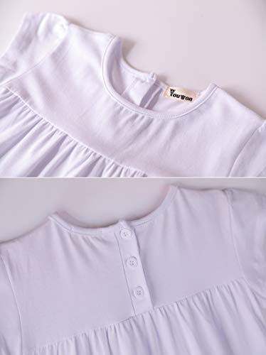 Image of Youwon Girls Dress Short Sleeve Solid Color Tunic A-Line Tiered Swing Dress 2-6 7-16
