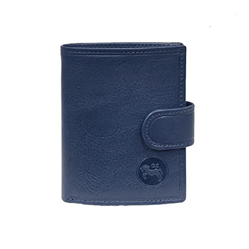 Petit porte-monnaie RFID cuir bleu élégant pour homme et femme
