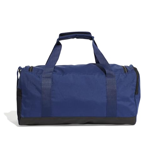 Image of adidas Unisex Essentials Linear Duffel Bag, Dark Blue /White, S