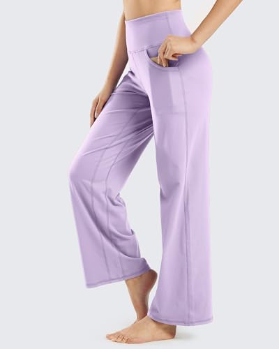 Image of Promover Wide Leg Pants Woman Yoga Pants with Pockets Stretch Loose Casual Lounge Sweatpants Petite /Regular /Tall
