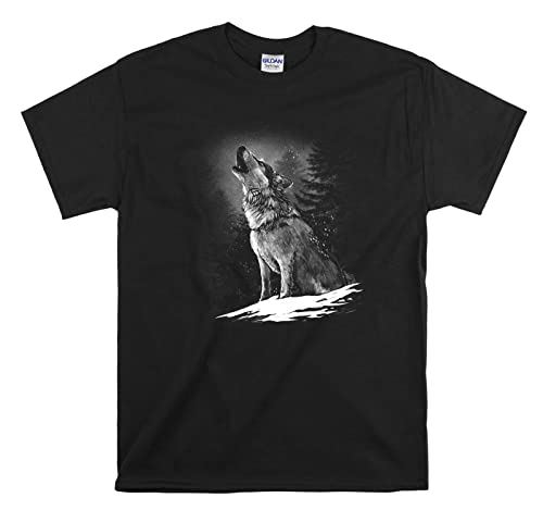 Realistic Wolf Cool Maglietta ufficiale da uomo e donna, unisex, Nero , 5XL