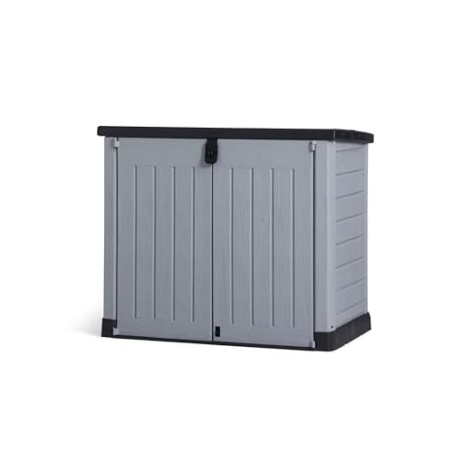 Keter Store it Out Pro Mülltonnenbox mit Gasdruckfeder, wetterfest, abschließbar, grau/schwarz, 1.200 L, 145,5 x 82 x 123cm, passend für 2x240l Abfalltonnen
