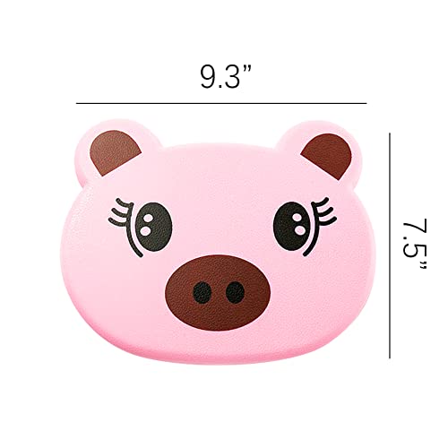 Image of WAYUTO Car Backseat Tray Table with 2 Hidden Hook 2 Drink Cup Holder Cartoon Animal Vehicle Storage Stand Organizer Portable Foldable Baby Mobile Dining Table for Kids Toy Food Pink Pig
