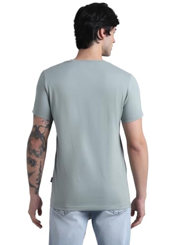 Image of Jack & Jones Men Pure Cotton Typography Printed Slim Fit T-Shirt