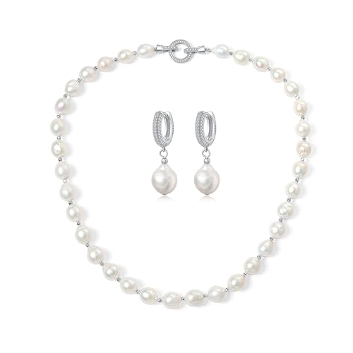 Pendientes de perlas de 10-11 mm hipoalergénicos contra alergias de piel