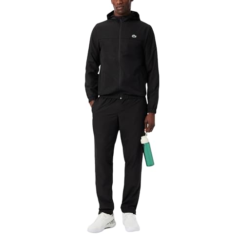 Lacoste Men's Diamond Taffeta Sport Tracksuit, Black, X-Small