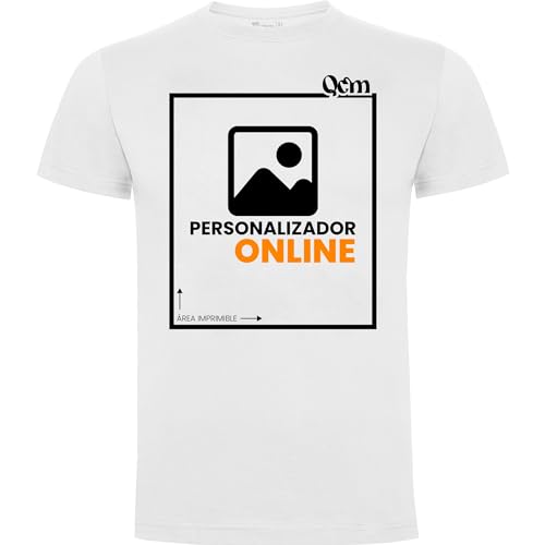 Camiseta Personalizada Hombre · Manga Corta · 100% Algodón · Impresión Directa (DTG) Impresión (Blanco, L)