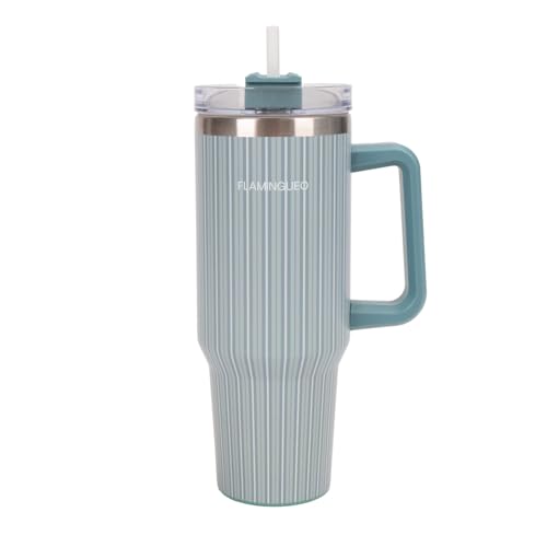 Flamingueo Termo 1,18L - Botella Agua Acero Inoxidable - Tumbler - Con Pajita y Asa - Bebidas Frías 24h y Calientes 10h - Vaso Termico - Turquesa