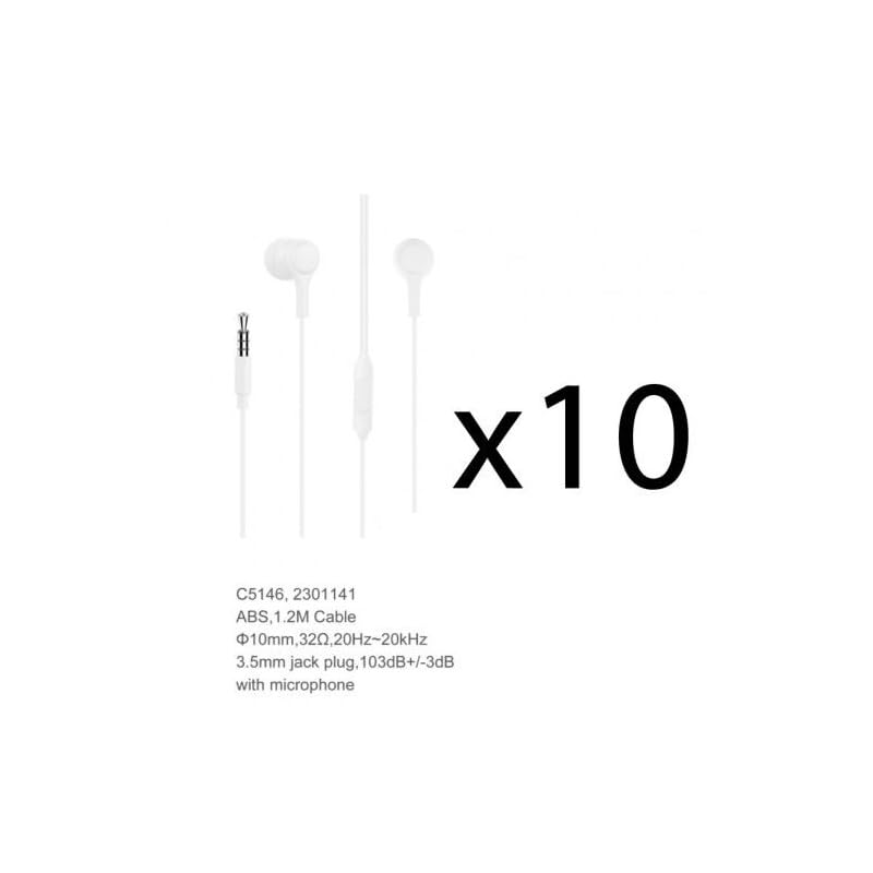 Born To Vape presente Ecouteur avec Micro par 10- C5146-1,2m - Blanc (SANS EMBALLAGE) et son sticker BTV exclusif collectionnable