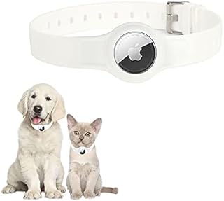 Runmeihe Apple AirTag Dog Collar, Anti Lost Adjustable Silicone AirtagCase,GPS Tracking Dog Cat Collar Accessories for Small Medium Dogs Cats Pets (white)