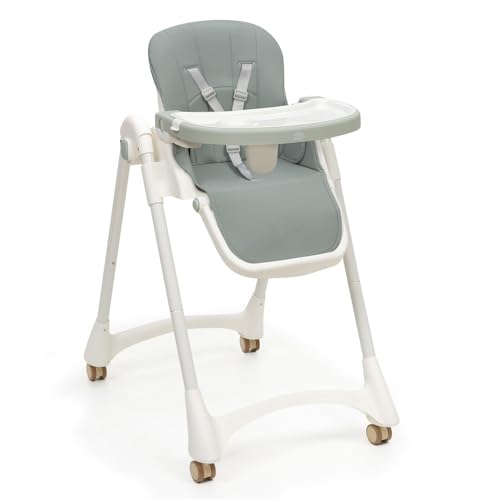 Interbaby Trona Bebe Evolutiva | Trona Plegable 6-36 meses, Máximo 25 kg, Aluminio | Silla Bebe Respaldo 4 Posiciones, Patas y Bandeja Regulables, Arnés de Seguridad | Practic Verde