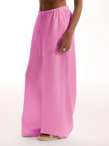 Image of RoseSeek Women's Beach Cover Ups Wide Leg Loose Linen Pants Swimsuit Coverup Summer Vacation Outfits 2026