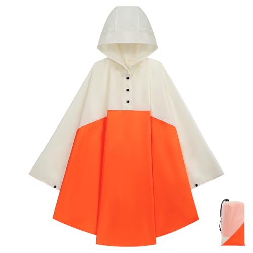 KAKU NANU Regenponcho Kinder Regenponcho Leicht Wiederverwendbar Regencape Kinder mit Schulranzen 98 116