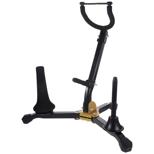 COOPHYA Foldable Tenor Saxophone Stand Alto Sax Holder with Clarinet and Flute Pegs, Adjustable Folding Saxophone Rack for Wind Instrument Accessories, Portable Musical Instrument Support