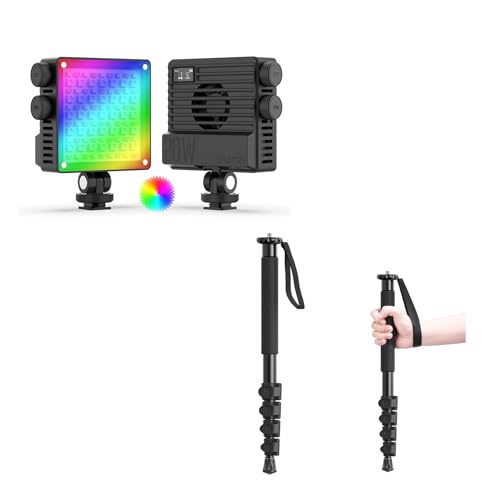 Image of ULANZI LE20 RGB Video Light & TB12 61-Inch Camera Monopod Combo, 20W Pocket Camera Light, 360 Full Color, Portable Photography Video Lighting, Aluminum Monopod for Camera DSLR