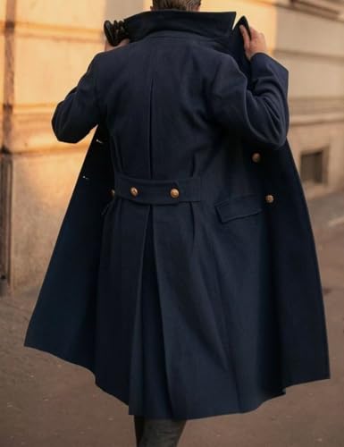 ONAXTDA Mens Wool Blend Trench Coat Slim Fit Double Breasted Long Pea Coat Notch Lapel Winter Warm Overcoat3